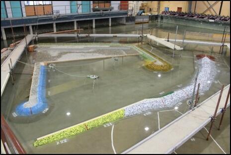 Breakwater stability tests in the wave tank 