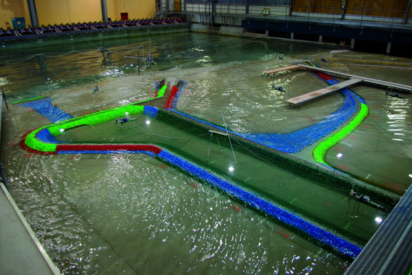 Modelling of the water intake and outfall system in wave basin | Artelia hydraulics