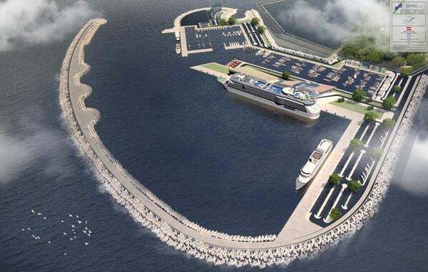 Artist view of the cruise terminal | Artelia hydraulics