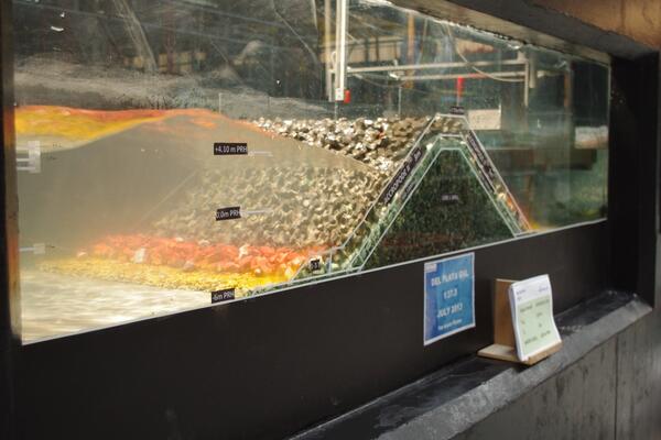 Stability of the trunk section in wave flume | Artelia hydraulics