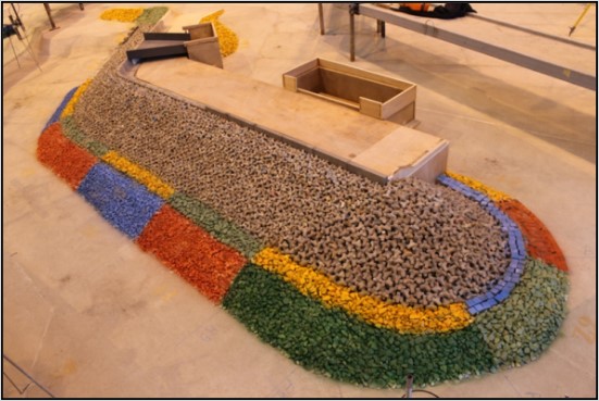 Main breakwater in wave basin | Artelia hydraulics
