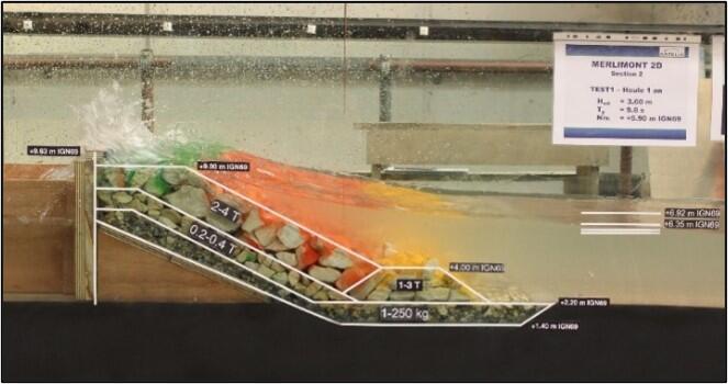 Wave stability and overtoppings in 2D model | Artelia hydraulics