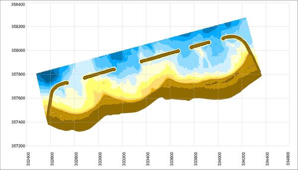Seabed change analysis after test | Artelia hydraulics