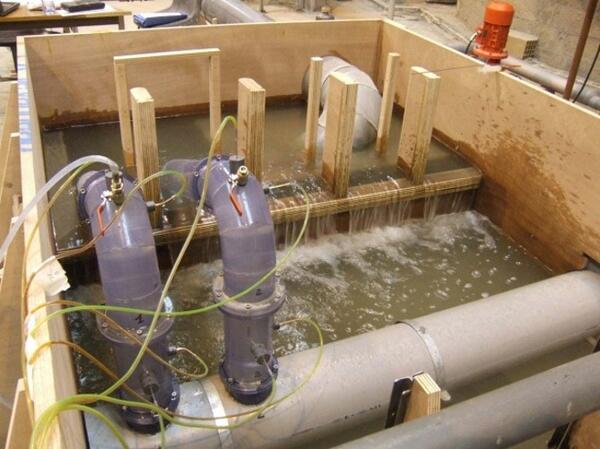 Scale model of water intake siphons