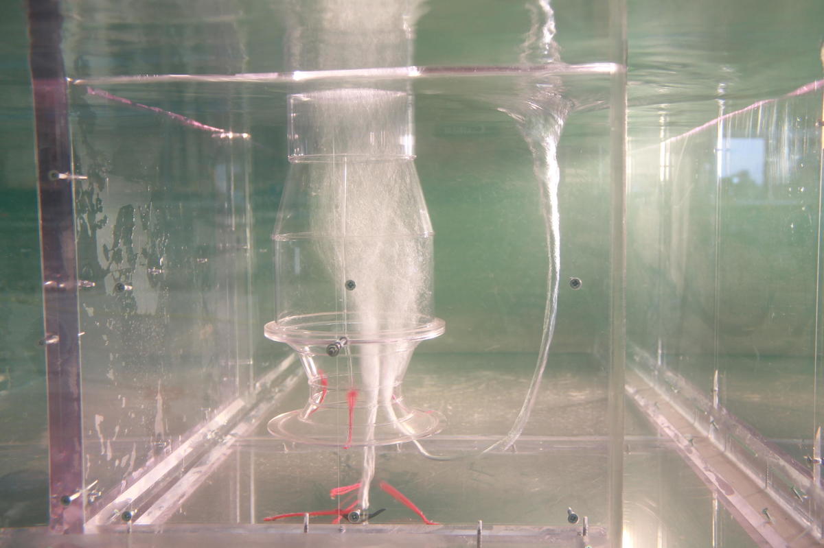 Development of a vortex at the intake of a pump | Artelia