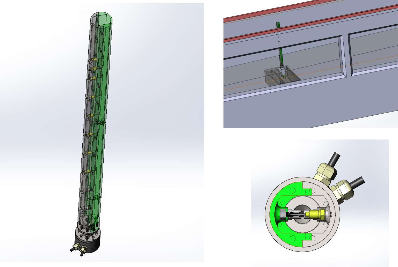 Model of instrumented bridge pier in wave flume | Artelia Hydraulics